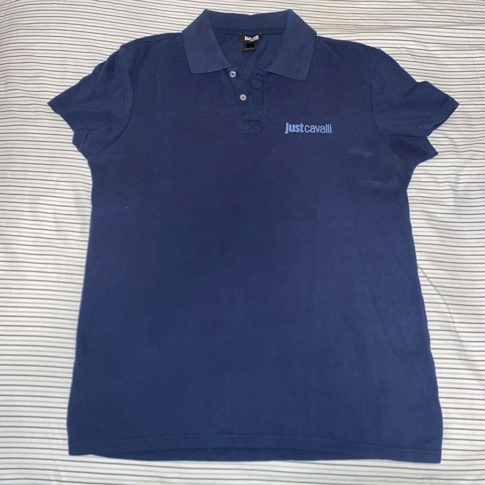 Mens Just Cavalli polo shirt size medium blue